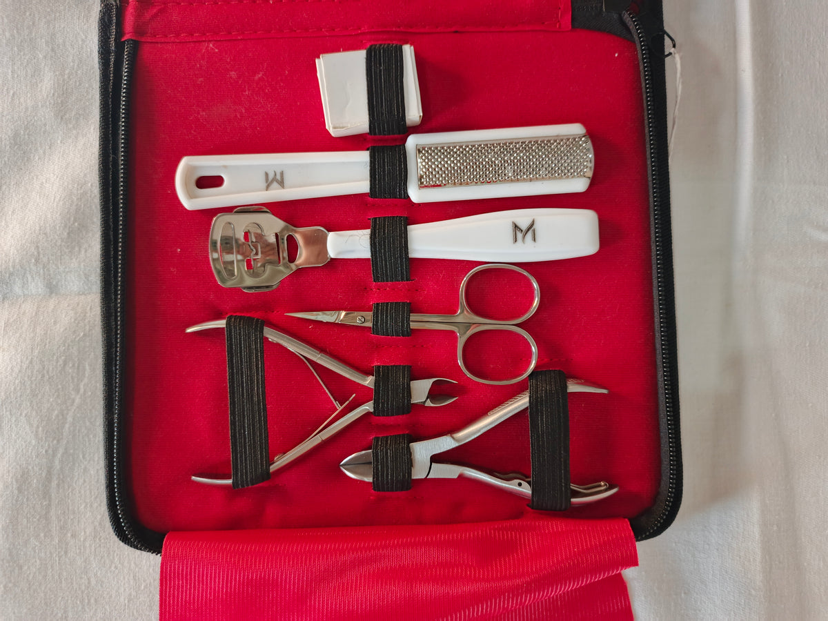 Mavrone 9-Piece Precision Manicure Kit — Stainless Steel, Leather Case
